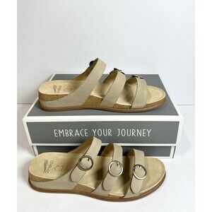 Dansko Campbell Sand Nubuck Sandals Women Size EU 40 Beige Triple Strap Comfort